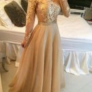 Long Sleeves Off-the-Shoulder Lace Chiffon Prom Dresses Evening Gowns E0209