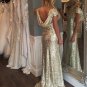 Gold Sequins Long Bridesmaid Prom Dresses Evening Gowns E0226
