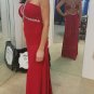 Sheath Beaded Long Red Chiffon Prom Dresses Evening Gowns E0229