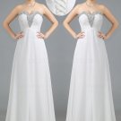 A-Line Sweetheart Beaded Long White Prom Dresses Evening Gowns E0230