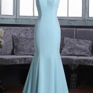 Mermaid Long Blue Beaded Lace Prom Dresses Party Evening Gowns E0369