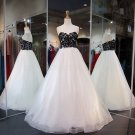 Long Black White Lace Prom Dresses Party Evening Gowns E0388