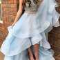 Two Pieces High Low Beaded Prom Dresses Party Evening Gowns E0413