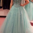 Ball Gown Beaded Tulle Prom Dresses Party Evening Gowns E0504