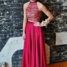 Beaded Two Pieces Long Prom Dresses Party Evening Gowns E0509