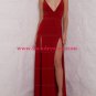 Sheath High Slit V-Neck Backless Long Red Prom Formal Evening Party Dresses E0779