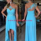 High Low One-Shoulder Lace Chiffon Short Prom Homecoming Cocktail Graduation Dresses E0890