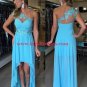 High Low One-Shoulder Lace Chiffon Short Prom Homecoming Cocktail Graduation Dresses E0890