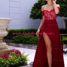 Long Red Lace Off-the-Shoulder Prom Formal Evening Party Dresses E0894