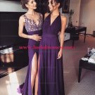 Long Purple Lace Appliques Prom Formal Evening Party Dresses E0955