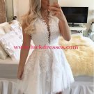 Beaded Lace Short White Prom Homecoming Cocktail Graduation Dresses E0964