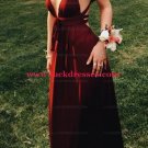 Long V-Neck Burgundy Prom Formal Evening Party Dresses E1067