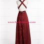 Long V-Neck Burgundy Prom Formal Evening Party Dresses E1067