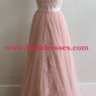 Long Pink Halter Lace Prom Formal Evening Party Dresses E1100