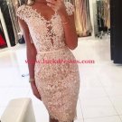 Cap Sleeves Lace Short V-Neck Prom Formal Evening Party Dresses E1344