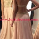 A-Line Beaded Halter Long Prom Formal Evening Party Dresses E1495