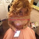 Ball Gown Off-the-Shoulder Long Sleeves Lace Prom Formal Evening Party Dresses E1525