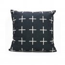 LG0037 Nature Cotton Linen Swiss Cross Black Decorative Throw Pillow Cover