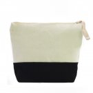 LG0048 White Black Cotton Canvas Makeup Zipper Pouch