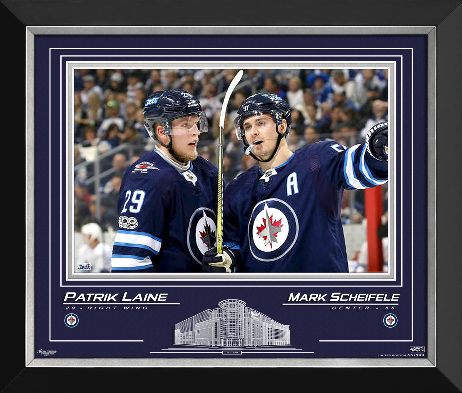 Patrick Laine & Mark Scheifele Framed Photo Ltd Ed 55/199 - Winnipeg Jets, 16x20