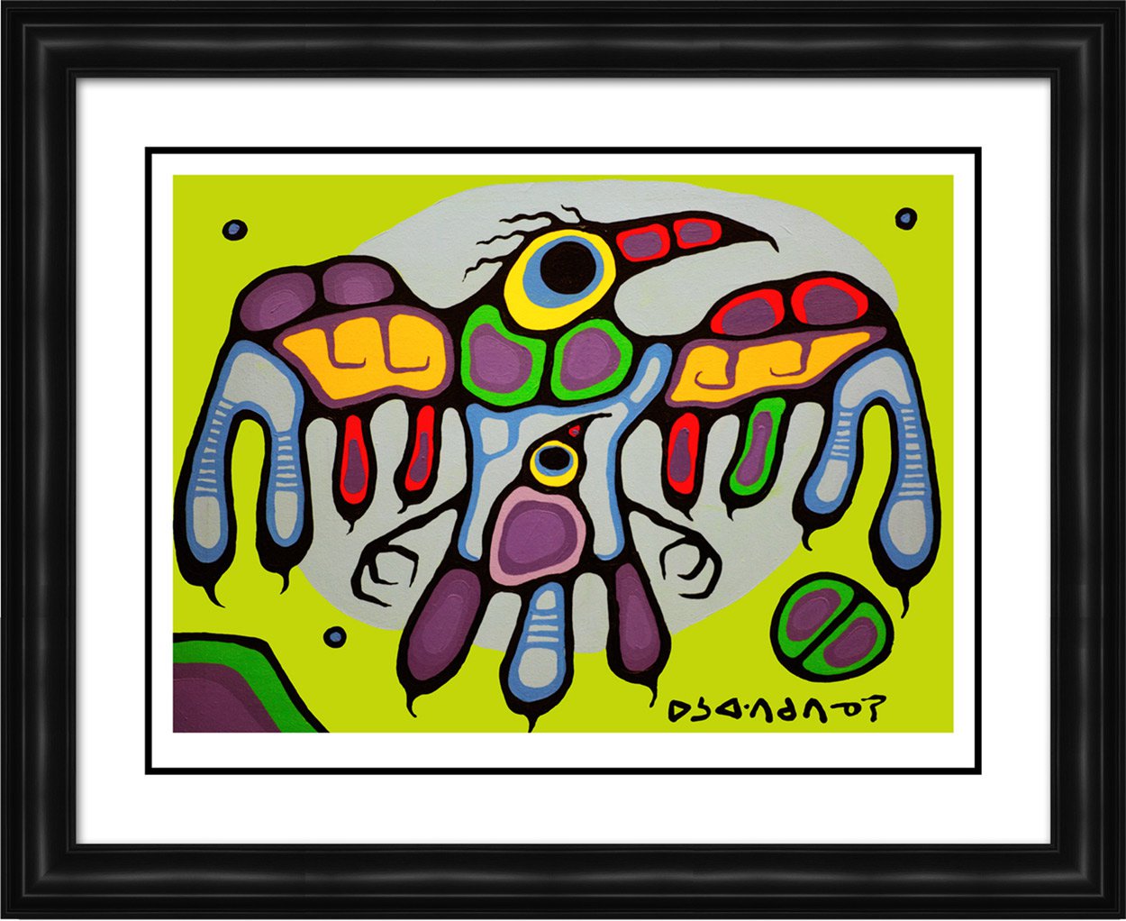 Norval Morrisseau Limited Edition Thunderbird Protects Young - Framed Art Print