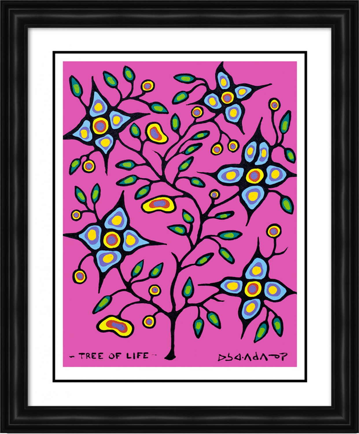 Norval Morrisseau Limited Edition Print ""Tree of Life"" - Family Seal - Framed Canvas