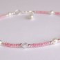 Pink Glow Anklet handmade beaded anklet by Sapphire Rain Designs