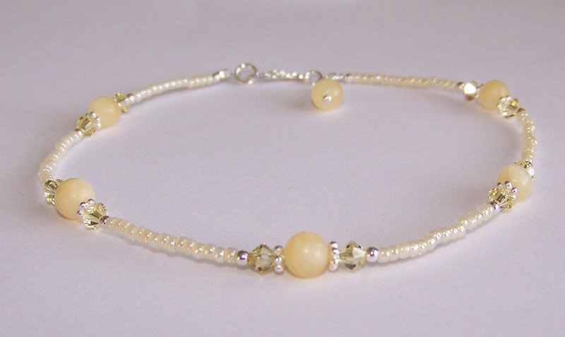 Honey Stone Anklet handmade beaded anklet by Sapphire Rain Designs