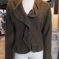 ANTHROPOLGIE HWR Olive Felted Wool Blend Cardigan Sweater M Ruffled