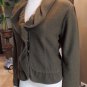 ANTHROPOLGIE HWR Olive Felted Wool Blend Cardigan Sweater M Ruffled