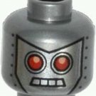 LEGO Part 3626cpb1083 Minifigure Head Robot Red Eyes Flat Silver