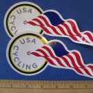 2 USA CYCLING FLAG BIKE BICYCLE FRAME -- STICKER DECAL