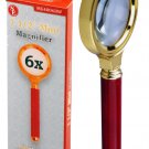 6x/ 1-1/2" Hand Held Magnifier, Glass Lens, Brass Body, Wood Handle