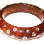 Apple Juice Bangle Bracelet Celluloid Silver Metal Circles 1" W Vintage