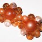 Peach Cluster Clip On Earrings Lucite Opaque Beads Pin Wired Brass 1 1/4" Vintage