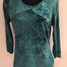 Dressbarn  Aqua Color  Sequence & Lace Shirt