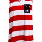 Scoop Collar Striped Star Print Tank