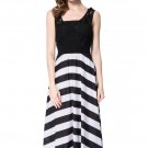 Striped Sleeveless Scoop Neck Floor-Length Dress