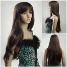 Long Fluffy Natural Straight Inclined Bang Wig