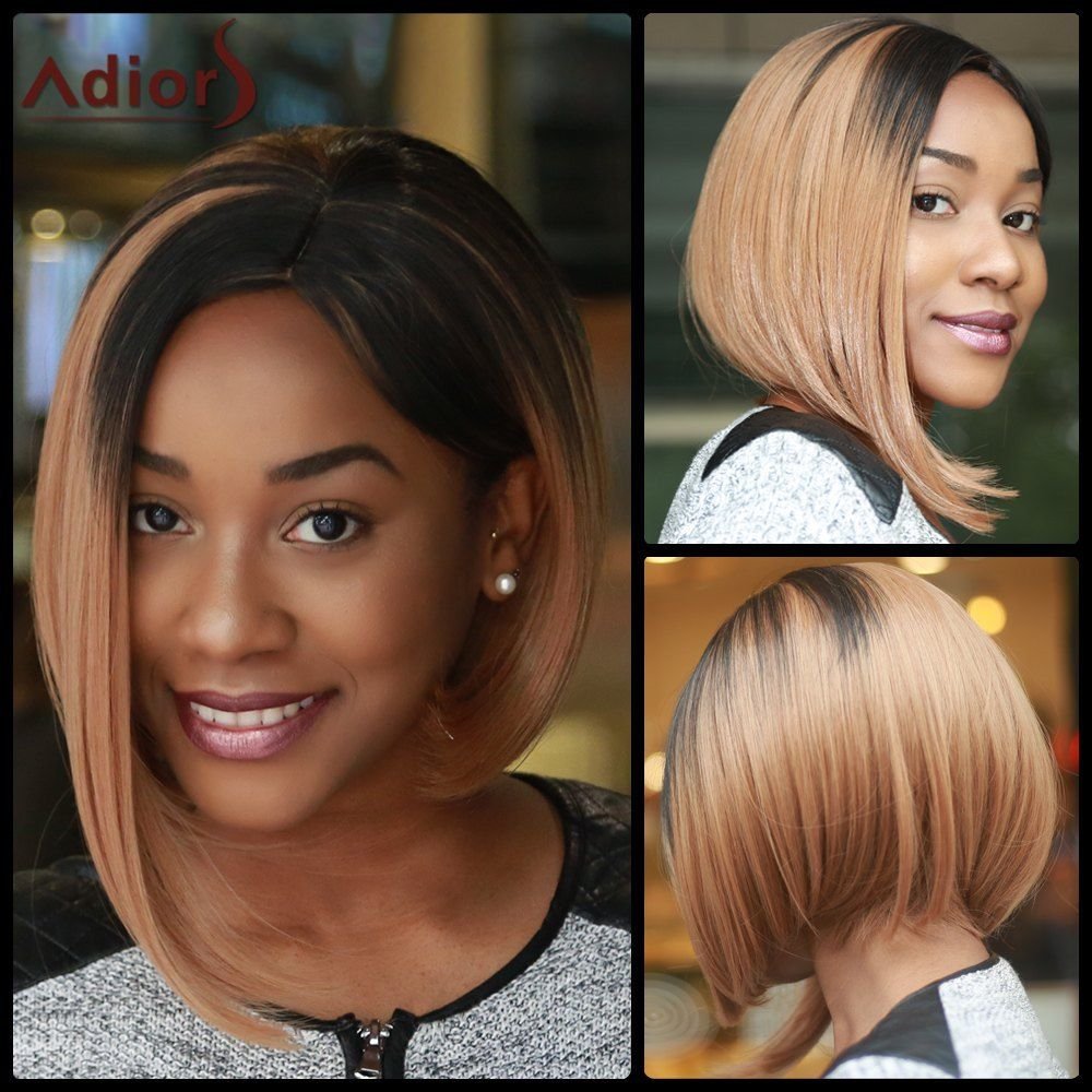 Medium Straight Side Parting Capless Brown Mixed Wig