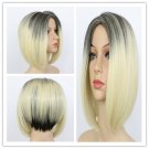 Asymmetric Black Blonde Mixed Capless Straight Wig