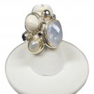 David Yurman, Sterling silver, 18k gold, multistone, cocktail, mosaic ring