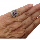 14k Yellow Gold Genuine Diamond Red Ruby Halo Ring