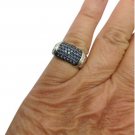 David Yurman Sterling Silver Blue Sapphire Unisex Wide Band Fashion Ring