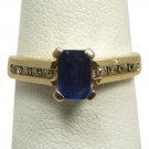 14k yellow gold, genuine Diamond, blue sapphire, designer, fashion ring