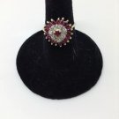 14k yellow gold, 2.00ctw  red ruby, genuine diamond, ballerina ring