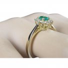 14k yellow gold, genuine Diamond, green emerald, fashion, halo ring