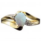 10k yellow gold, 0.50ctw Diamond, Australian Opal, Fashion Ring