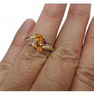 Vintage, 14k yellow gold, purple topaz, yellow citrine, multistone, bypass,ring
