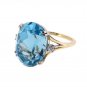 14k yellow gold, blue topaz, genuine Diamond, cocktail, statement, fashion  ring